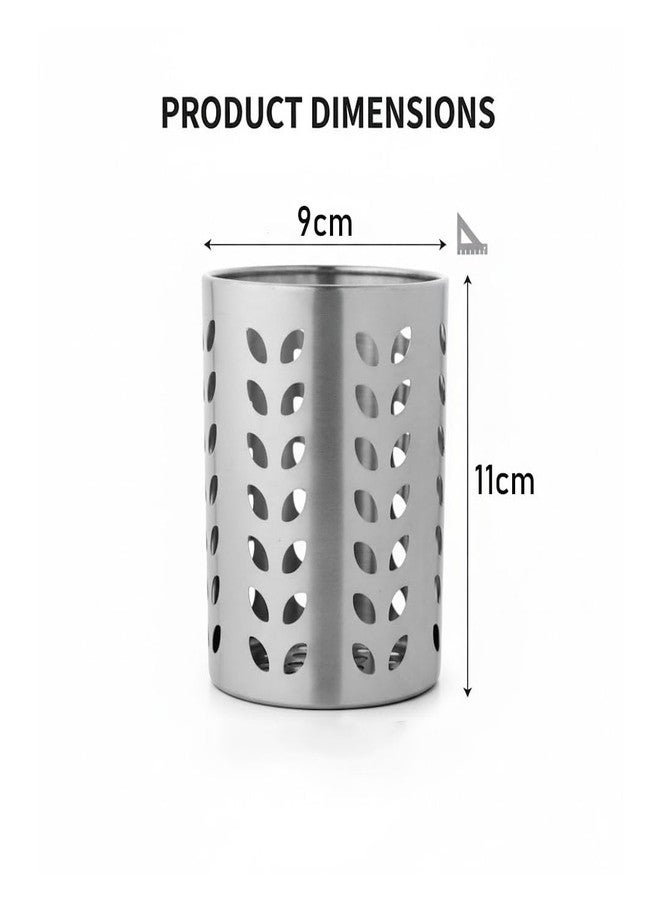 FINALITY Stainless Steel Spoon Holder for Kitchen | Cutlery Stand | Spoon Holder for Kitchen Counter Top | 9 CM Cutlery Holder | Pen Holder for Dining Table | Spatula Holder| Pack of 1 - Image 4